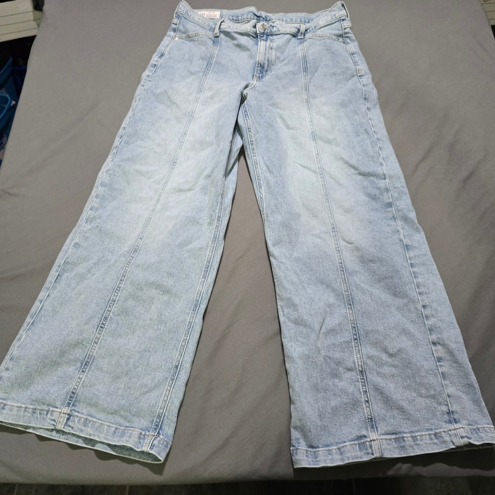 Gap High Rise Stride Jeans Women 33/16 Light Wash Wide Leg Seam Detail